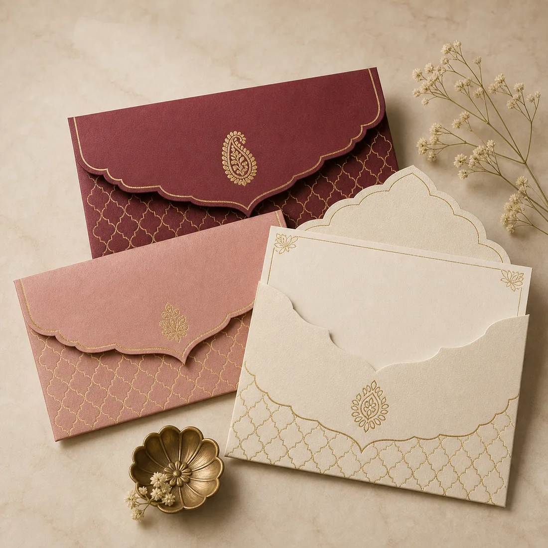 Indian wedding envelopes for traditional gifting accents