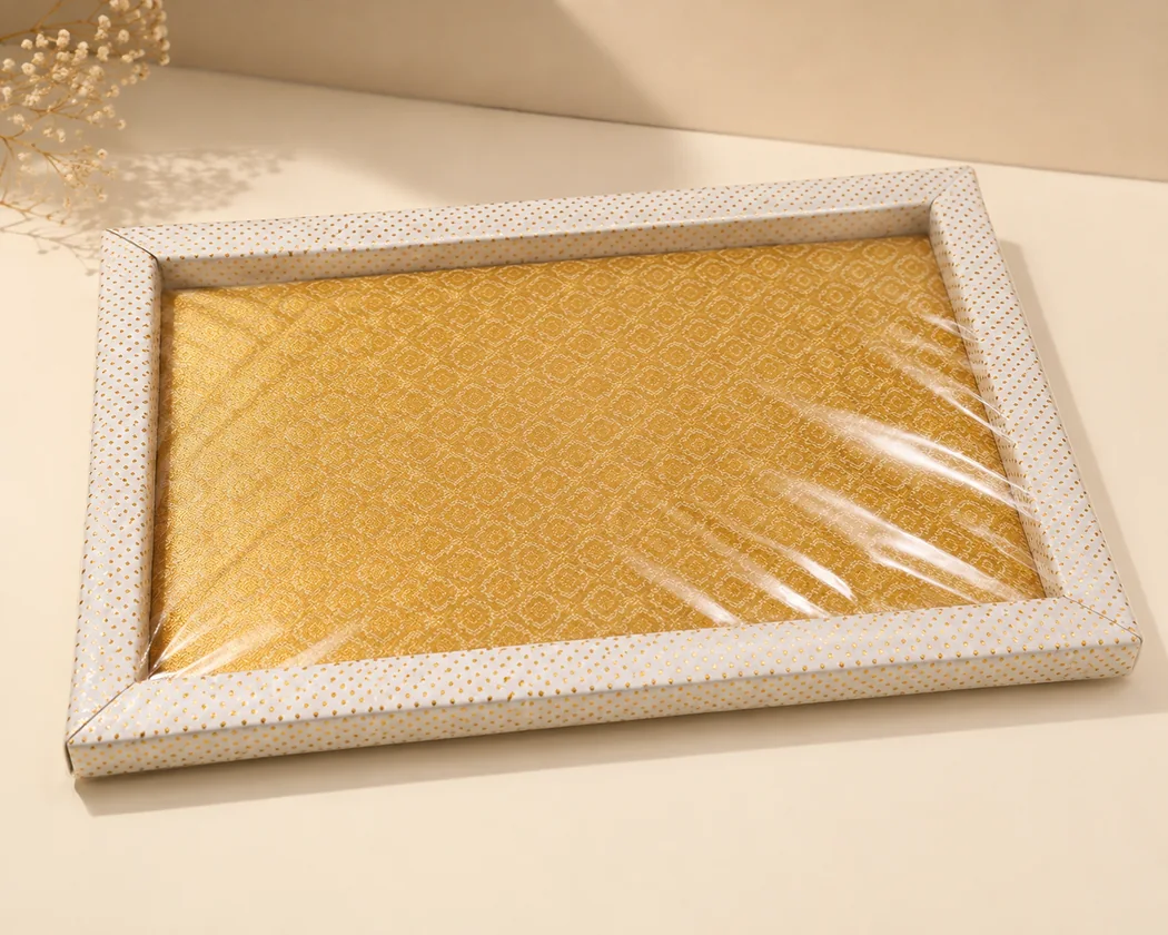 Clear wrapped tray showing tidy packaging finish